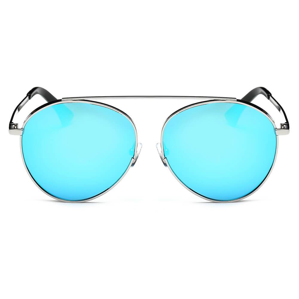 Bethel - Retro Mirrored Lens Teardrop Aviator Sunglasses