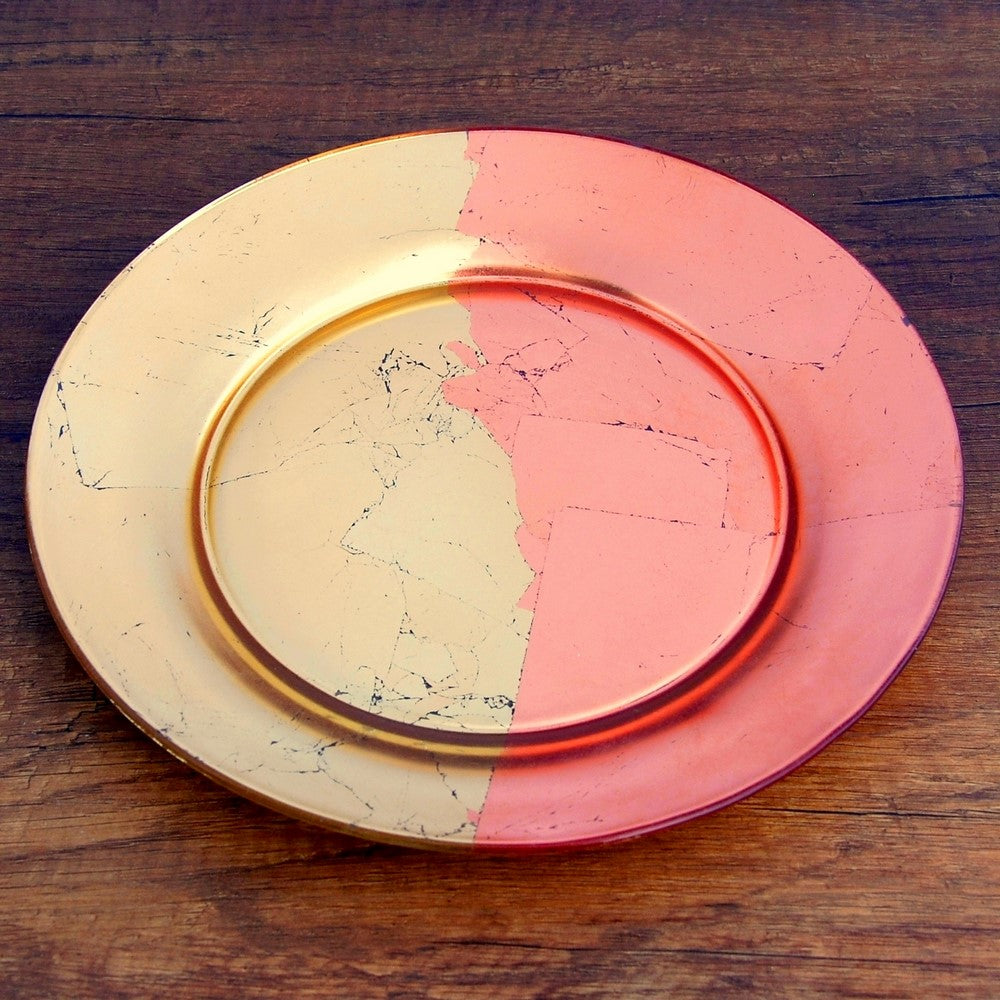 GILT CONTOUR Set/4 Gold/Rose Salad Plates