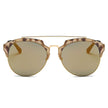 COROLLA | Half Frame Mirrored Lens Horned Rim Sunglasses Circle