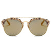 COROLLA | Half Frame Mirrored Lens Horned Rim Sunglasses Circle