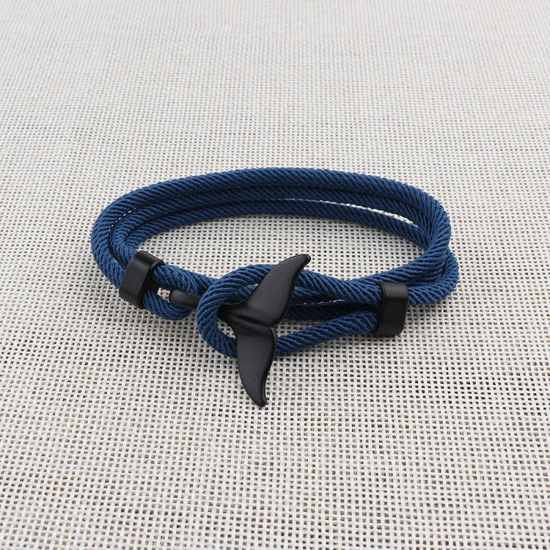 Hameçon nautique hommes manchette breloque queue de requin fait à la main Simple Bracelet personnalisé