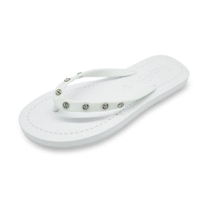 7 Rhinestone Studs - Crystal Rhinestones Embellished Flat Flip Flops Sandal