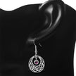 Garnet Stone Celtic Knot Silver Earrings