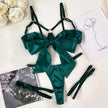 3-Piece Bowknot Open Bra Lingerie