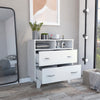 Double Drawer Dresser Arabi, Two Shelves - White