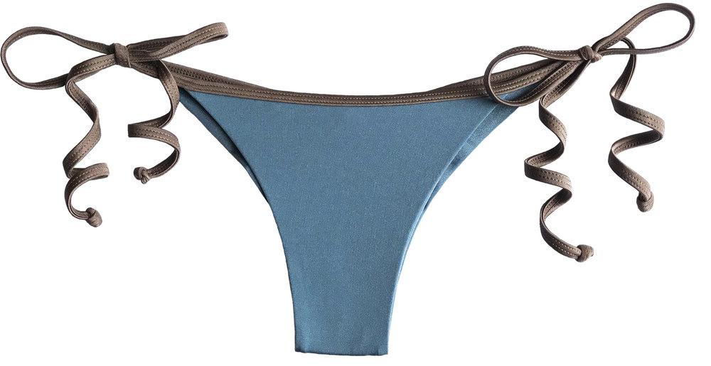 The Harlow Cheeky String Bikini Bottom in Smokey Blue