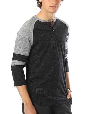 ZIMEGO Maillot de baseball à manches 3/4 pour homme Raglan Henley