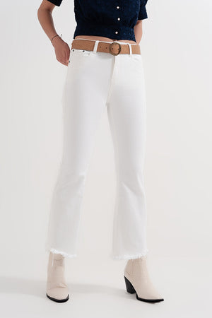 Pantalon droit blanc avec chevilles larges