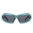 Moonhaze - Futuristic Rectangle Geometric Chunky Sport Wrap Around Sunglasses