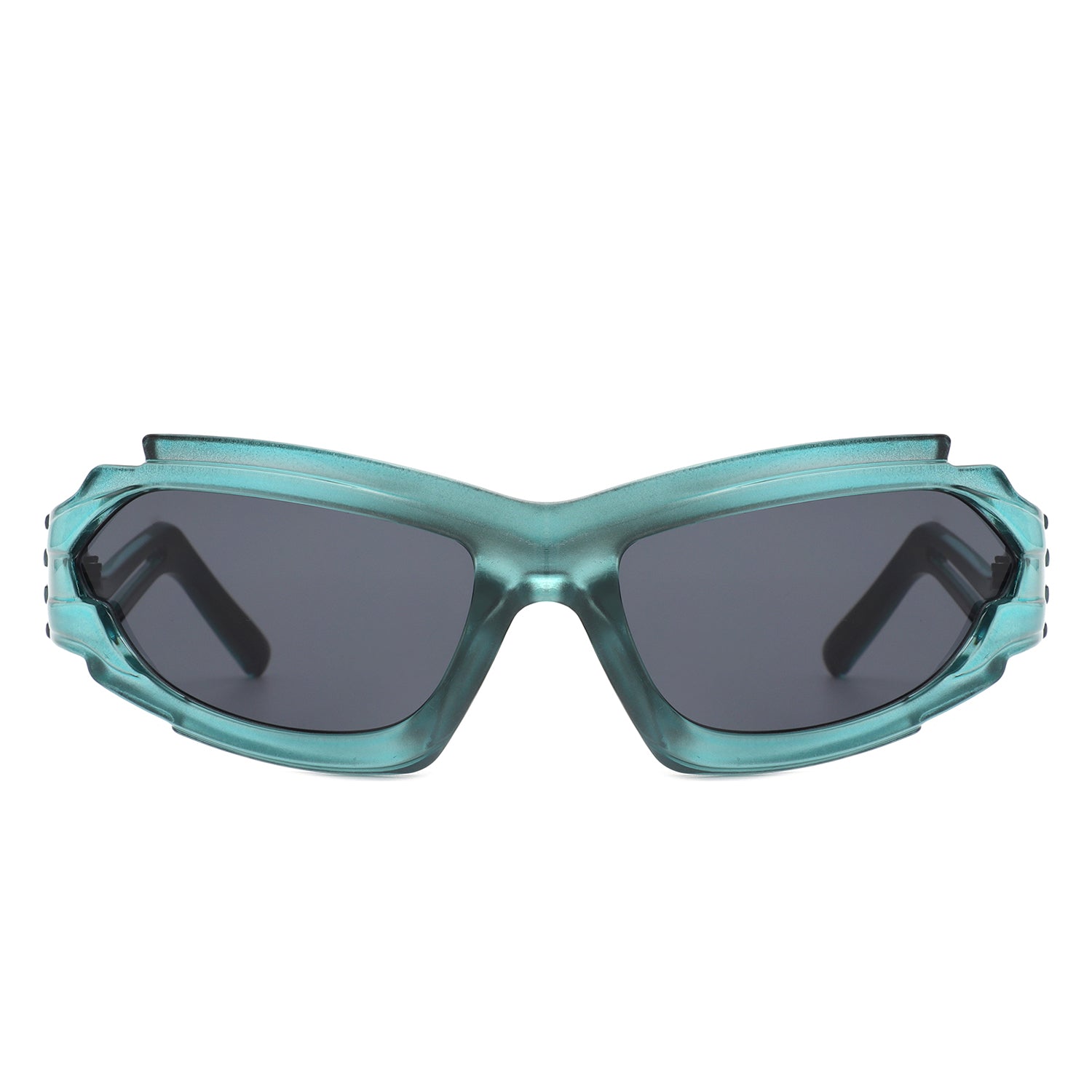 Moonhaze - Futuristic Rectangle Geometric Chunky Sport Wrap Around Sunglasses