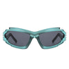 Moonhaze - Futuristic Rectangle Geometric Chunky Sport Wrap Around Sunglasses