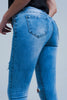 Jean skinny effet vieilli