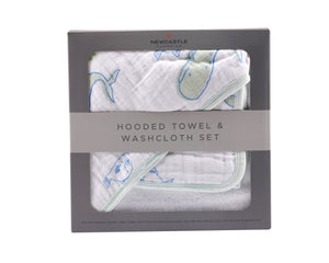 Whale Hooded Towel and Washcloth Set