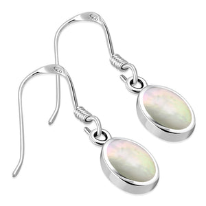 Boucles d'oreilles ovales en argent et nacre