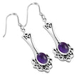 Long Amethyst Stone Celtic Knot Silver Earrings