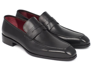 Paul Parkman Penny Loafer pour hommes en cuir de veau noir (ID#10BLK29)