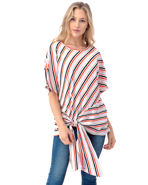 ZIMEGO Tunique Dolman à manches courtes et coupe ample pour femme avec nœud sur le devant