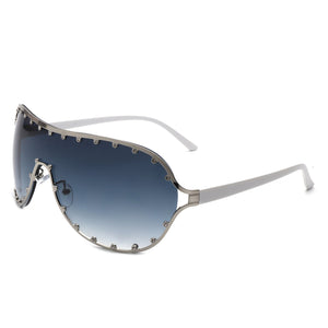 Evanesce - Oversize Rhinestone Design Fashion Women Aviator Sunglasses