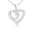 .925 Sterling Silver 1/2 Cttw Diamond Double Row Openwork Heart