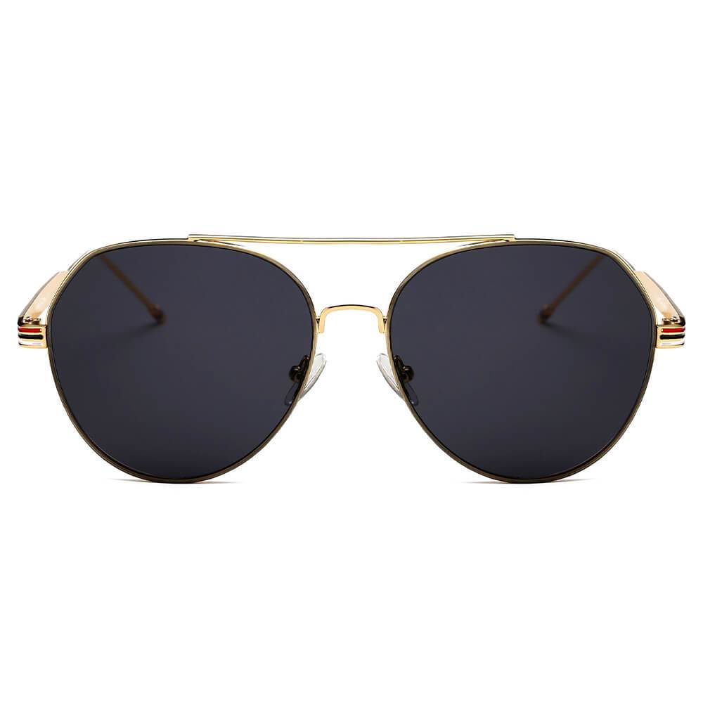 ERIE - Modern Teardrop Aviator Flat Mirrored Flat Lens Sunglasses