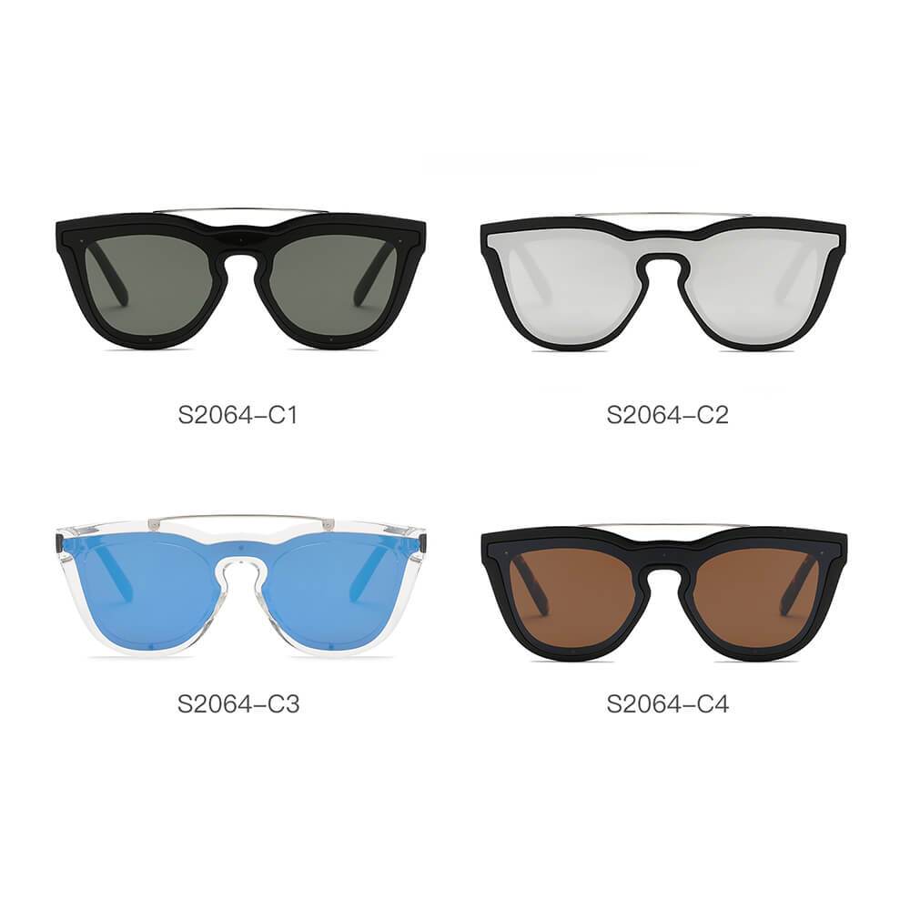 AIEA | Unisex Fashion Brow-Bar Single Flat Lens Round Sunglasses Circle