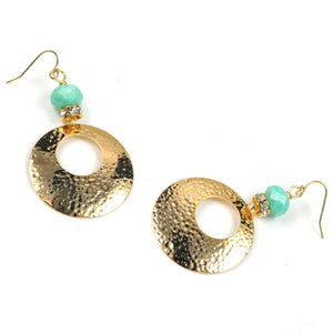 Boucles d'oreilles créoles Leah en amazonite en or