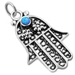 Pendentif en argent Hamsa en filigrane d'opale synthétique