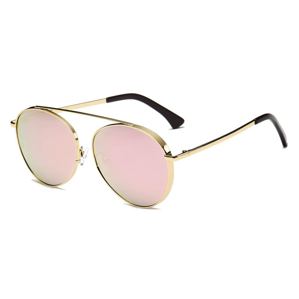 Bethel - Retro Mirrored Lens Teardrop Aviator Sunglasses