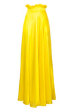 Jupe longue taille haute jaune modal en soie