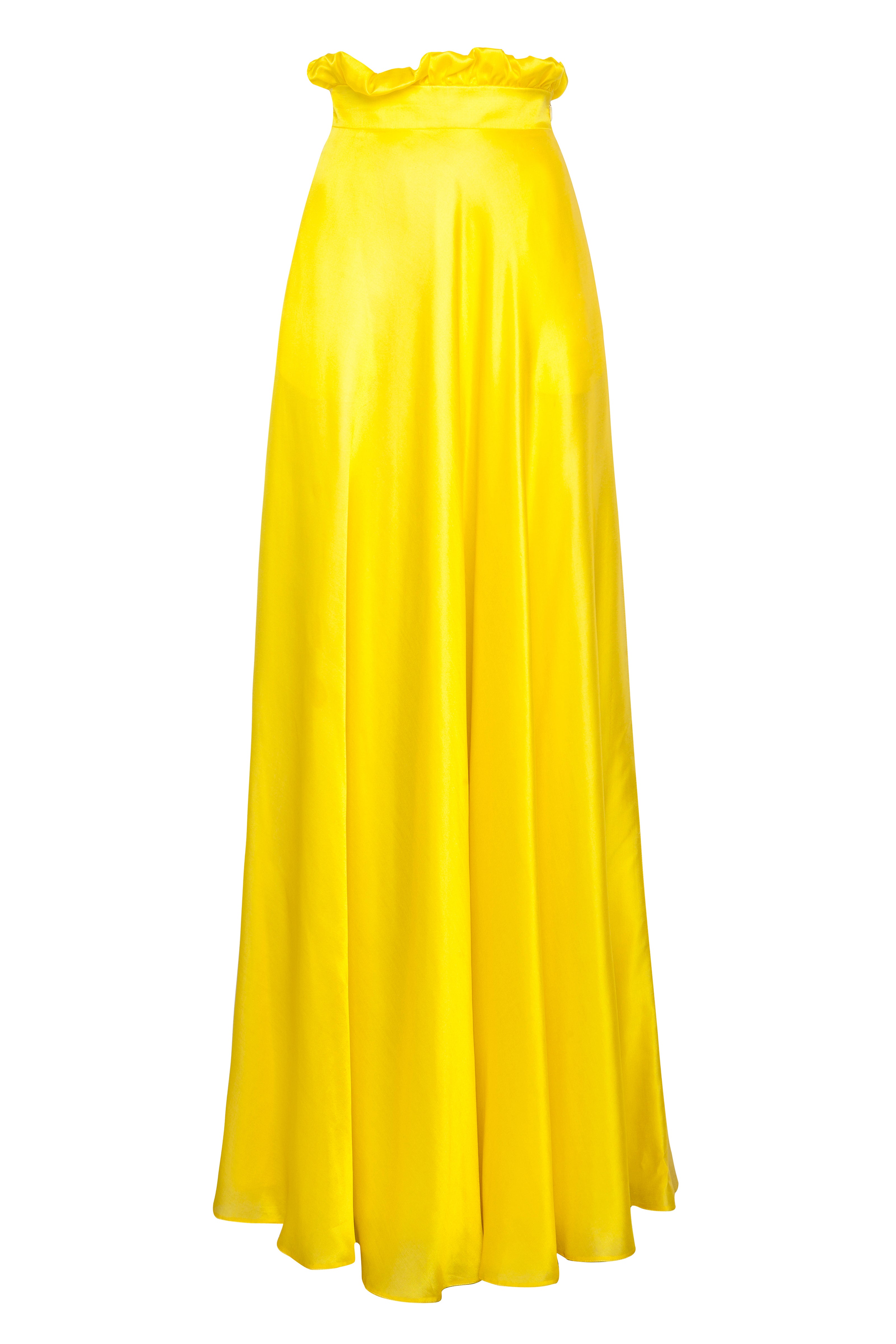 Jupe longue taille haute jaune modal en soie