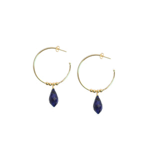 Blue Sapphire Hoop Earrings