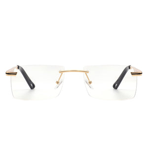 Vibrante - Rectangle Rimless Retro Tinted Fashion Flat Top Sunglasses