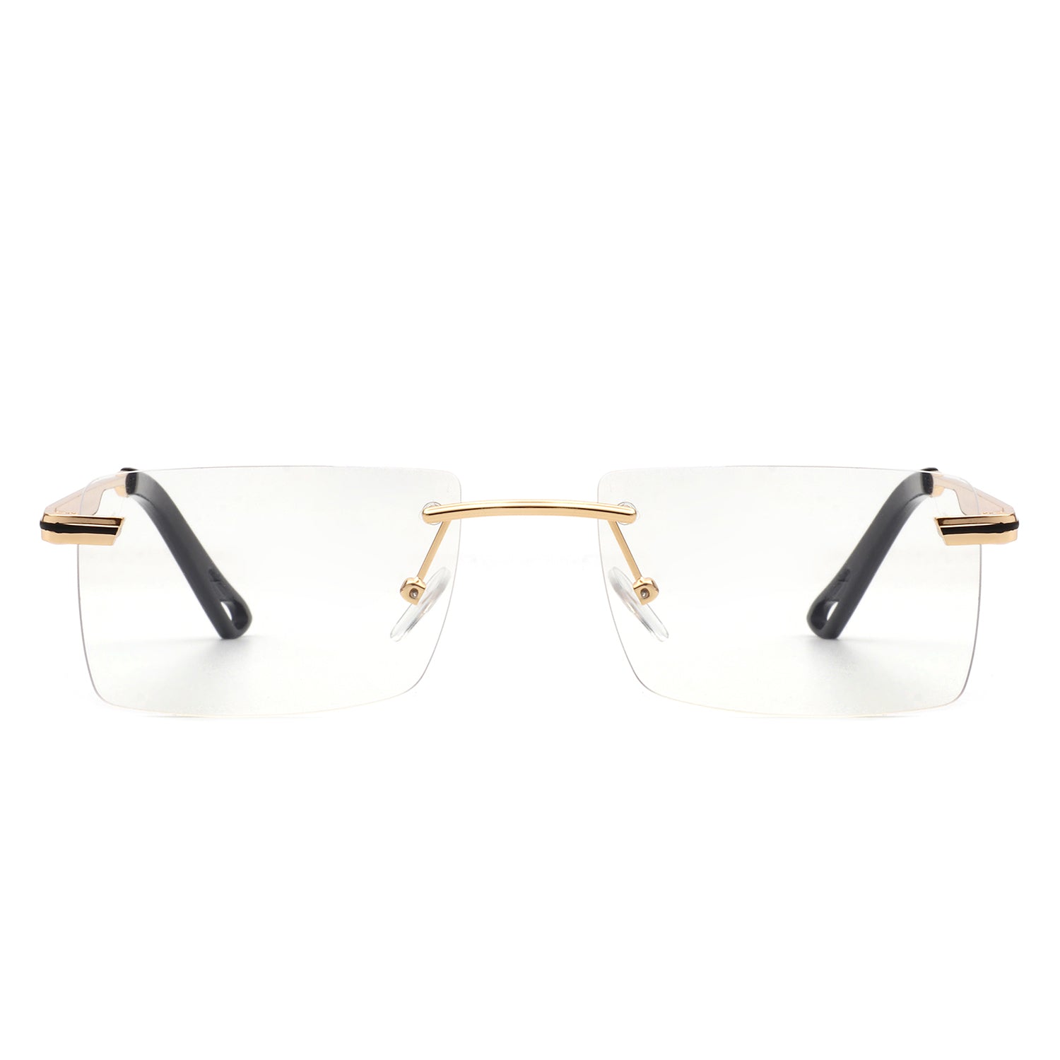 Vibrante - Rectangle Rimless Retro Tinted Fashion Flat Top Sunglasses