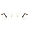 Vibrante - Rectangle Rimless Retro Tinted Fashion Flat Top Sunglasses