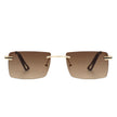 Vibrante - Rectangle Rimless Retro Tinted Fashion Flat Top Sunglasses