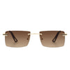 Vibrante - Rectangle Rimless Retro Tinted Fashion Flat Top Sunglasses