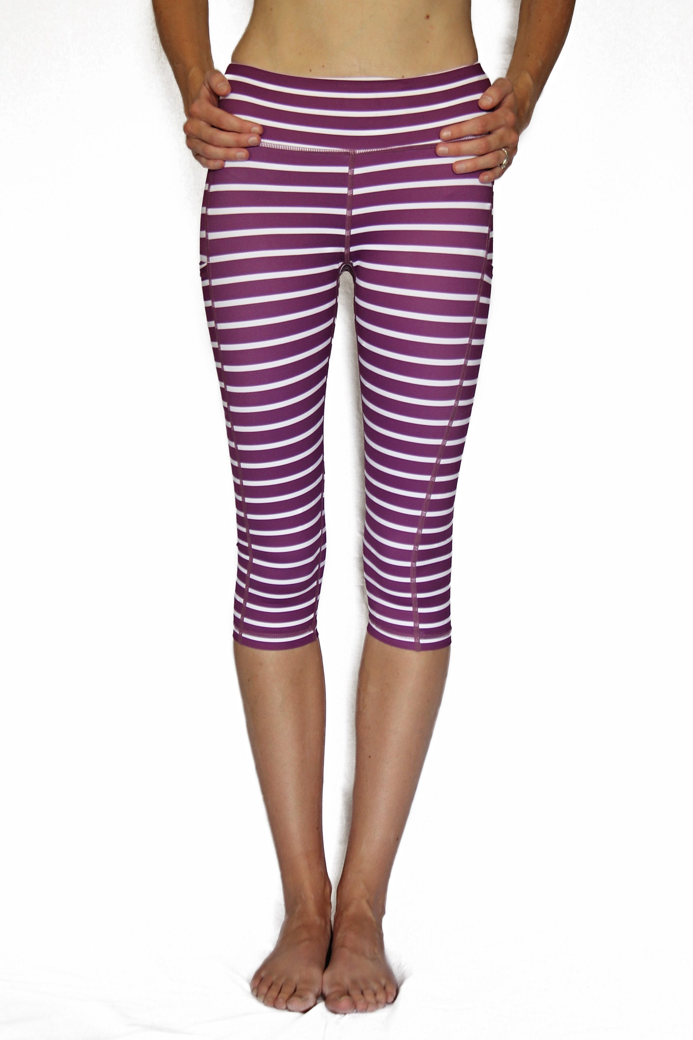 Rayure violet foncé et blanc - Pocket Capri