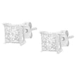 Sterling Silver 3/4 Cttw Composite Diamond Stud Earrings