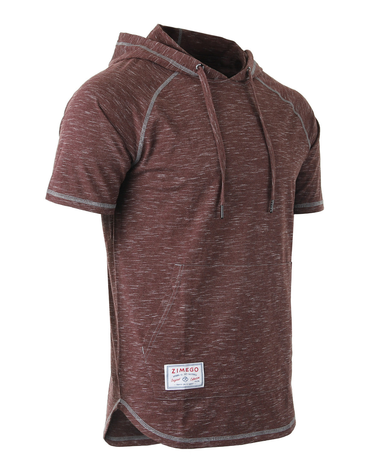 ZIMEGO T-shirt à capuche raglan à manches courtes et bas rond pour homme