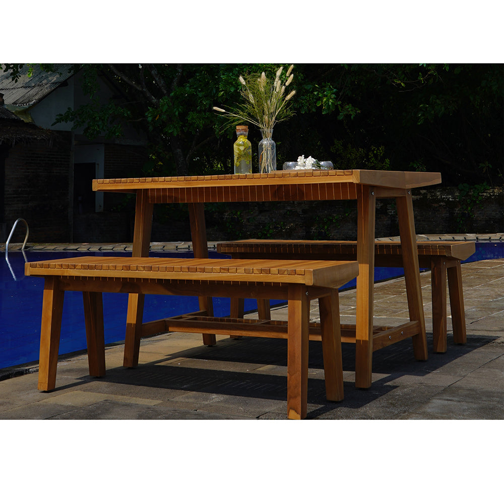 ROSSIO - Herman 3 Pieces Teak Patio Dining Set