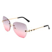 Kineticx - Oversize Rimless Butterfly Shape Tinted Rhinestone Fashion Sunglasses