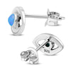 Synthetic Opal Evil Eye Stud Silver Earrings