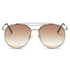 LOWELL | Unisex Round Double Brow Bar Aviator Style Sunglasses