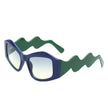 Shimmerz - Square Oversize Irregular Wavy Temple Design Fashion Sunglasses