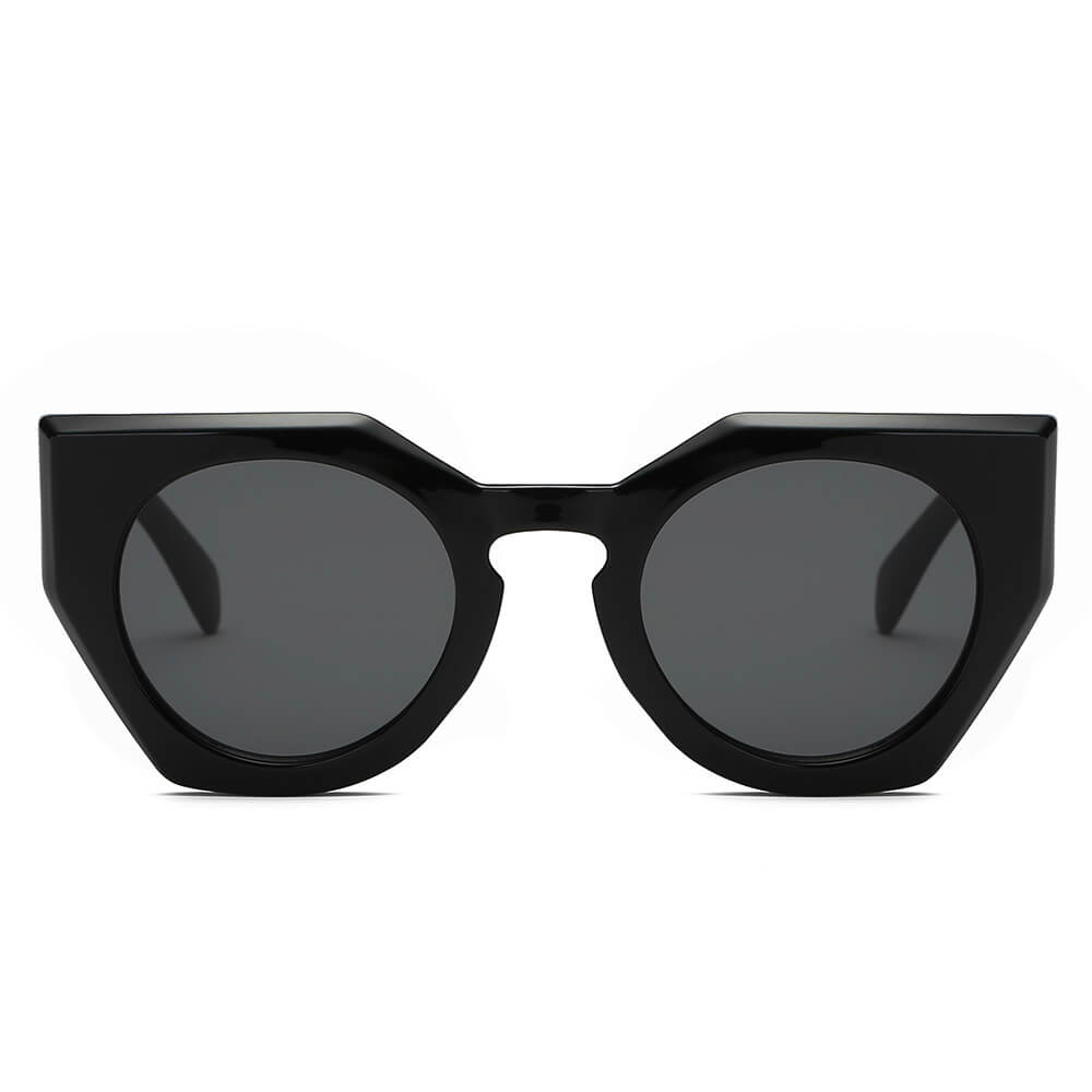 BERGEN | Women Geometric Round Cat Eye Sunglasses