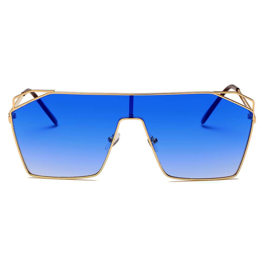 LAVAL | S2071 - Flat Top Metal Oversize Square Fashion Sunglasses