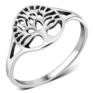 Tree of Life Plain Sterling Silver Ring