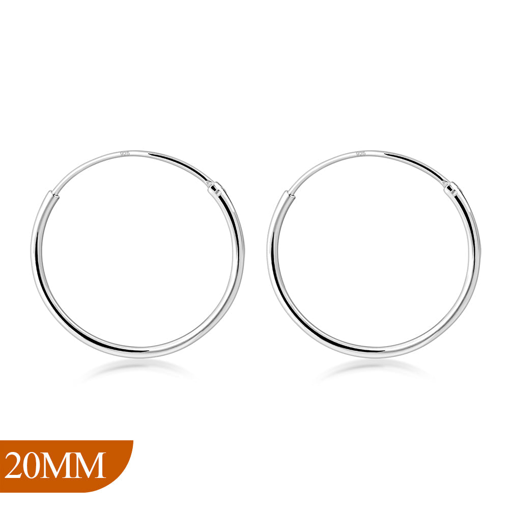 Boucles d'oreilles créoles en argent de 20 mm de large – 1,2 mm d'épaisseur