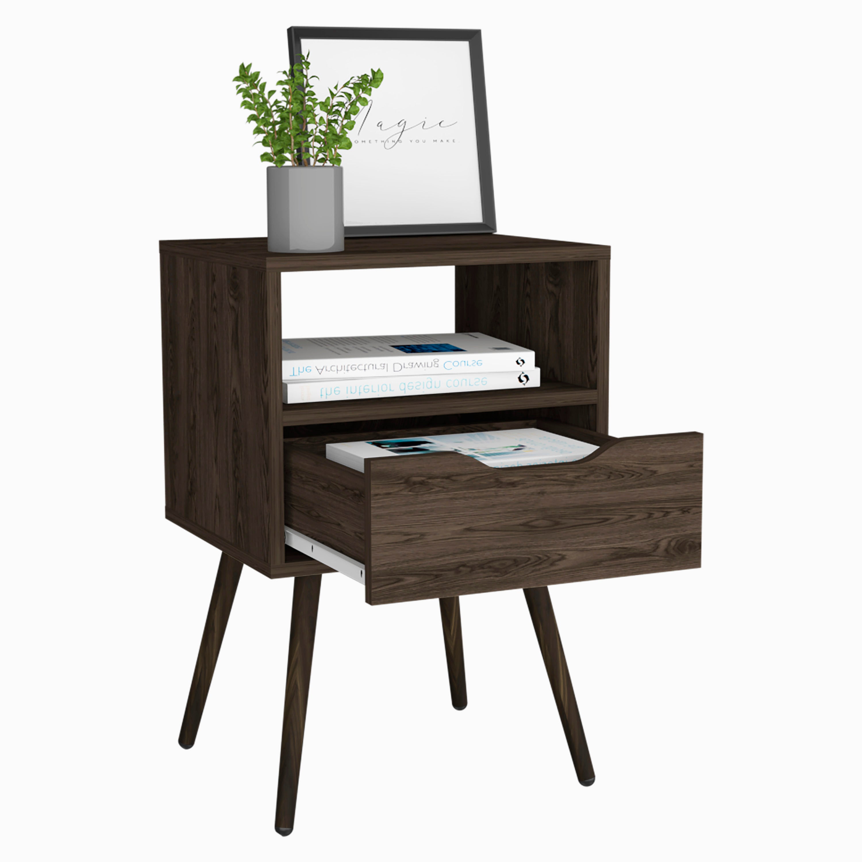 Nightstand  Fugaz, Bedroom, Dark Walnut