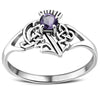 Celtic Knot Thistle Amethyst Stone Silver Ring